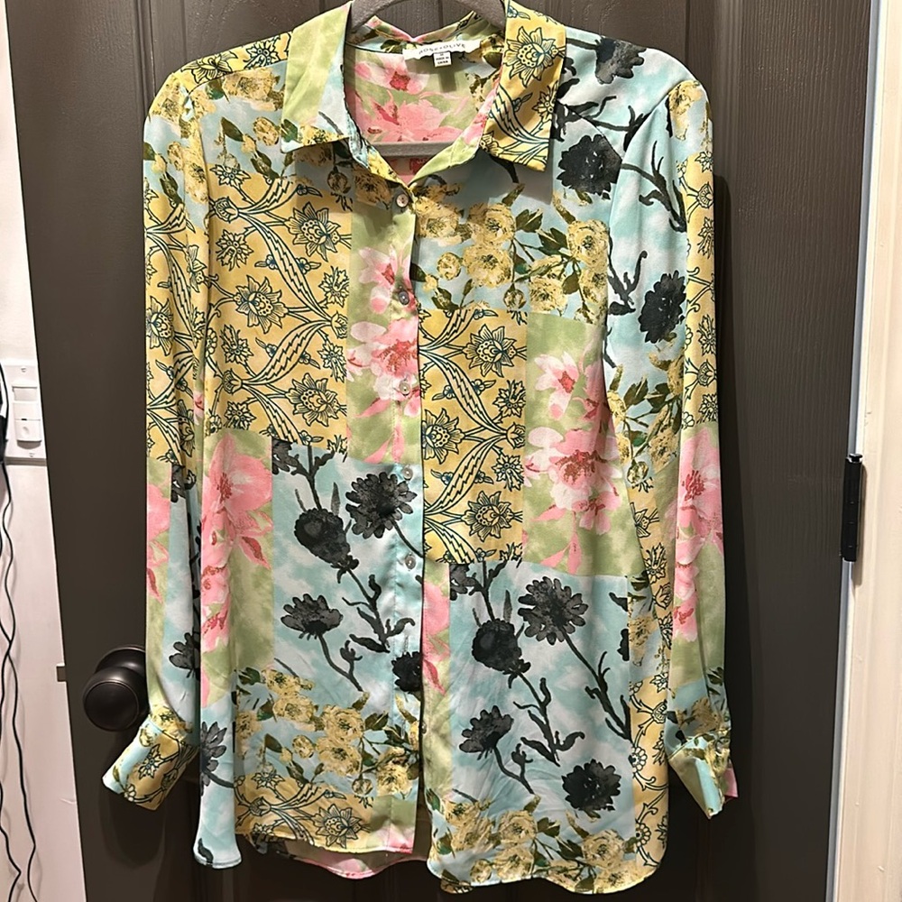 Rose + Olive floral blouse